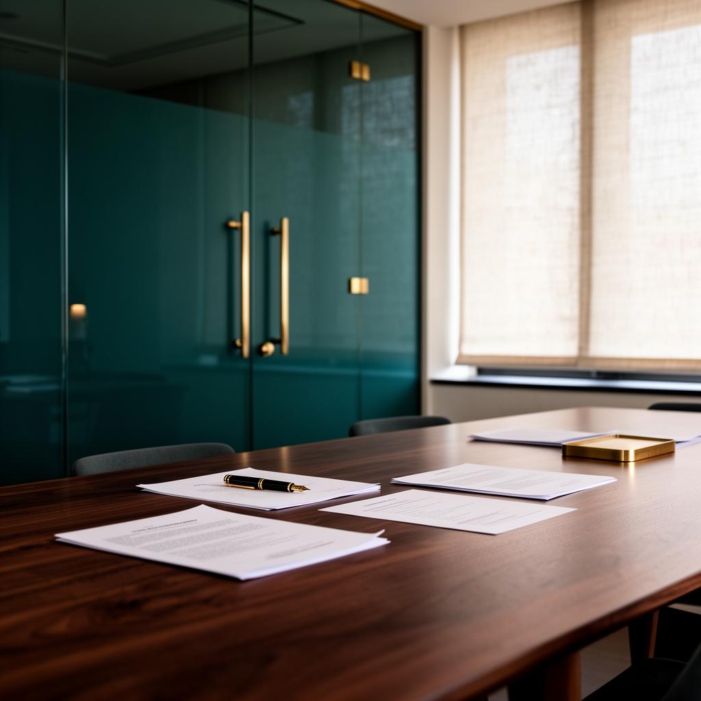 Modern boardroom prepared for an internal audit briefing